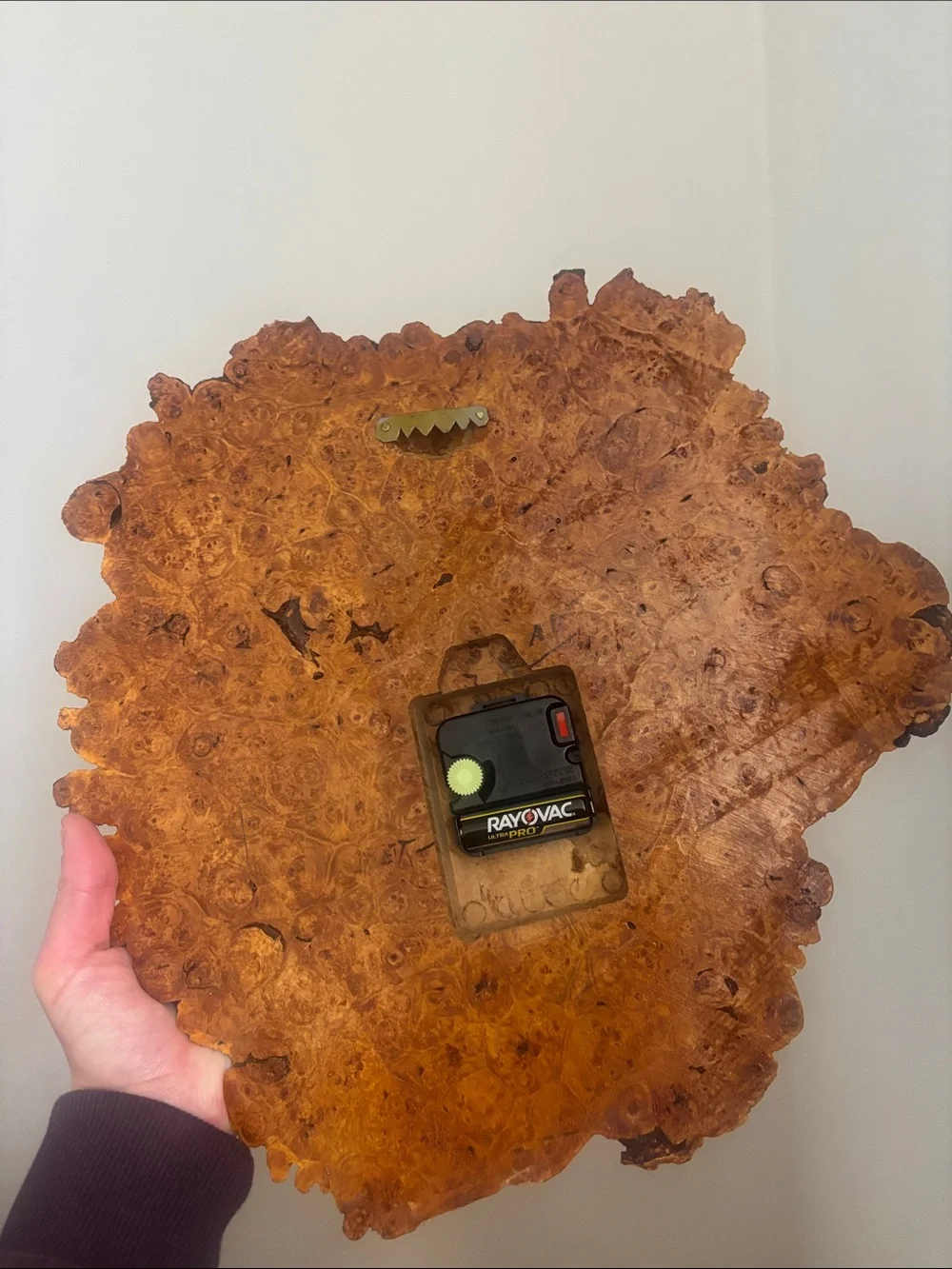 Rustic Burl Wood Wall Clock - Golden Brown
